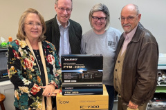 At the suggestion of Frank, K4FMH, the Jackson Amateur Radio Club applied for a $3,000 grant from the ARRL Foundation to purchase Ham Radio equipment to be used to establish a Ham Station at the Madison County Library. The grant was approved and the money was used to purchase an Icom IC-7300 Transceiver and two Yaesu FTM-300D digital transceivers and related equipment.  In the photo Margaret, K5MPM, Jim, AK5J, Tamara Bates, KJ5KEX, Librarian and Clay, AC5Z check out the new equipment.  (Photo provided by AK5J)