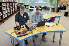 The Magnolia ARC from Starkville set up operations at the Bolivar County Library for the 2025 Mississippi QSO Party. In the photo K5BAK and WB5SKX get ready for the pile ups from rare Bolivar County. (photo provided by WB5SKX)