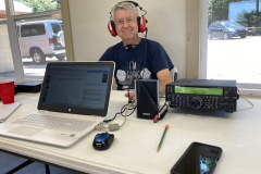 The Meridian Amateur Radio Club and the Chickasawhay Repeater Group set up at the Archusa Creek Park Lodge for Field Day. In the photo K5LDA has his rig ready to start a pile up on 20 SSB. (photo provided by W5MAV)