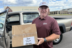 The Tupelo ARC hosted the 2025 Papa Jack's Trade Day at the Gateway Pavilion in Pontotoc. In the photo KE5HJN shows us the box with his Grand Prize in it... an IC 7100 donated by Chatt Radio! (photo provided by WJ5K)
