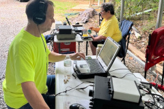 The Magnolia DX Association operated the Mississippi QSO Party portable in Stone County from the QTH of W5XMD. In the photo WQ5L works the CW pileups while WG5GK (rear) handles the SSB QSOs. (photo provided by W5XMD)