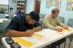 Without new Hams coming into our hobby we would go the way of the dinosaurs in a couple of decades. In Mississippi several clubs conduct classes and offer VE Test Sessions (see list on this website under the "VE Testing" tab). In the photo two applicants work through the Tech Exam at a Mississippi Coast ARA Test Session. (Photo provided by N5OCT)